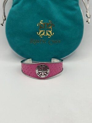 Rustic Cuff Monique Python Hot Pink With Silver Accents 