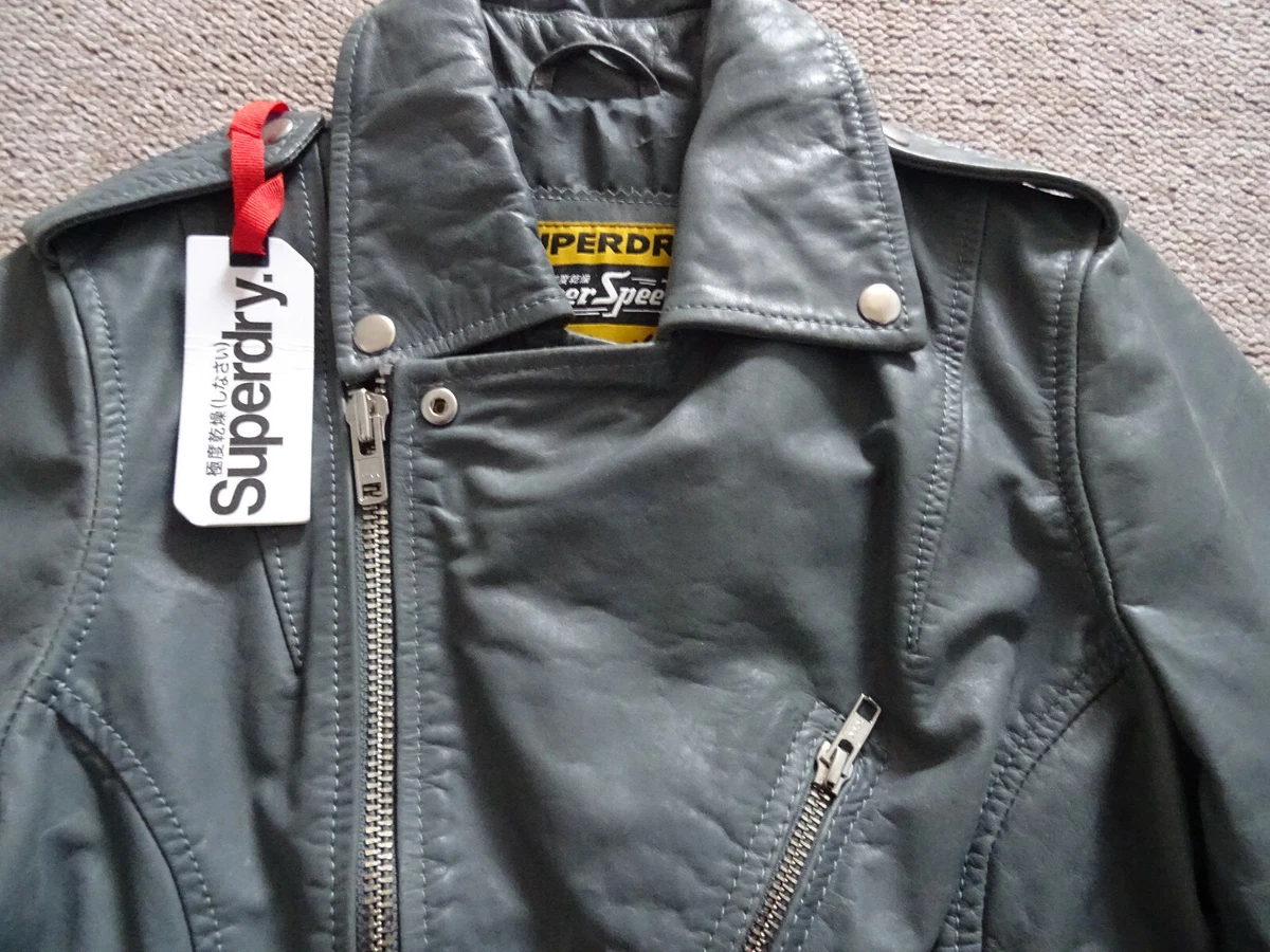 Superdry leather shop jacket ebay