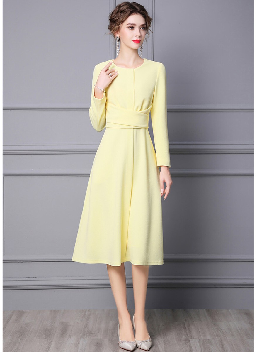 スーツ・フォーマル・ドレス Lerure Fluffy sleeve pencil dress yellow LE'RURE（リルアー）の「Fluffy sleeve pencil dress（ドレス