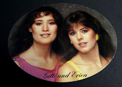Werbe-Aufkleber Gitti und Erica Volksmusik Schlager 80er Jahre Fotoaufkleber