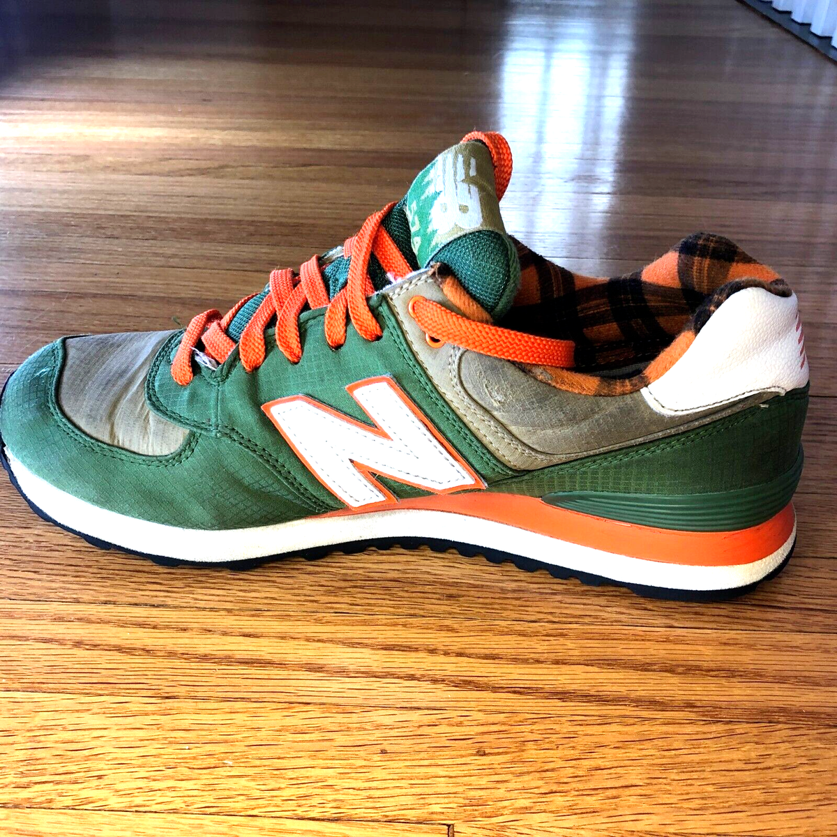 New Balance 574 ML574FTC Camper Pack - Men Size 9.5 - Green/Orange 