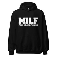 Outdoors Hoodie MILF Man I Love Fishing Blended Cotton Midweight Unisex Pullover