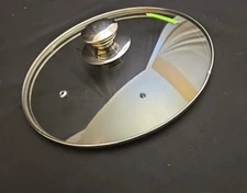 10" Glass Skillet Lid (Outer Rim) Pan Top Vented Tempered Stainless Knob #68