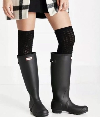 black matte tall hunter boots