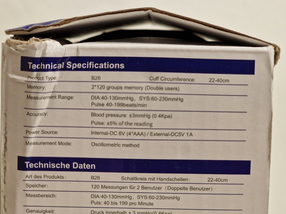 CAZON B26 Digital Blood Pressure Monitor 2240cm Cuff Upper Arm eBay