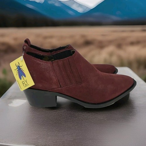 FLY London Womens Burgundy Leather Boots