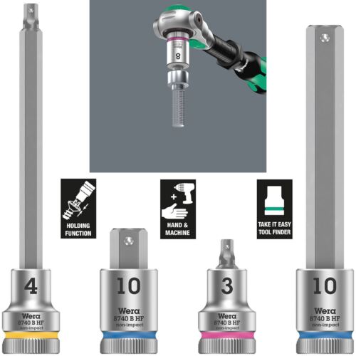 Wera Steckschlüsselbit Sechskant HF 3/8" DR Haltefunktion kurz langer Inbus 8740 B 3-10 mm - Bild 2 von 17