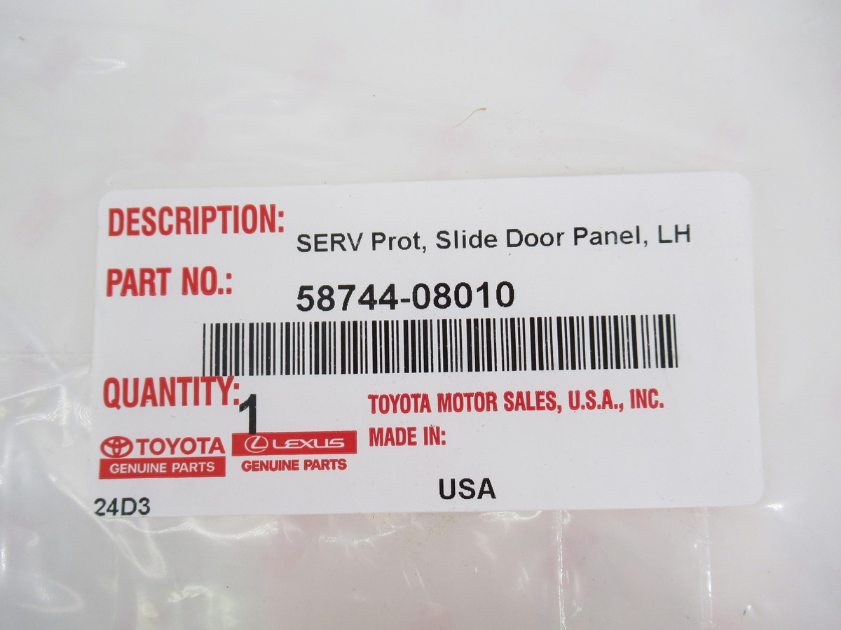 Genuine OEM Toyota 58744-08010 Driver LH Slide Door Panel