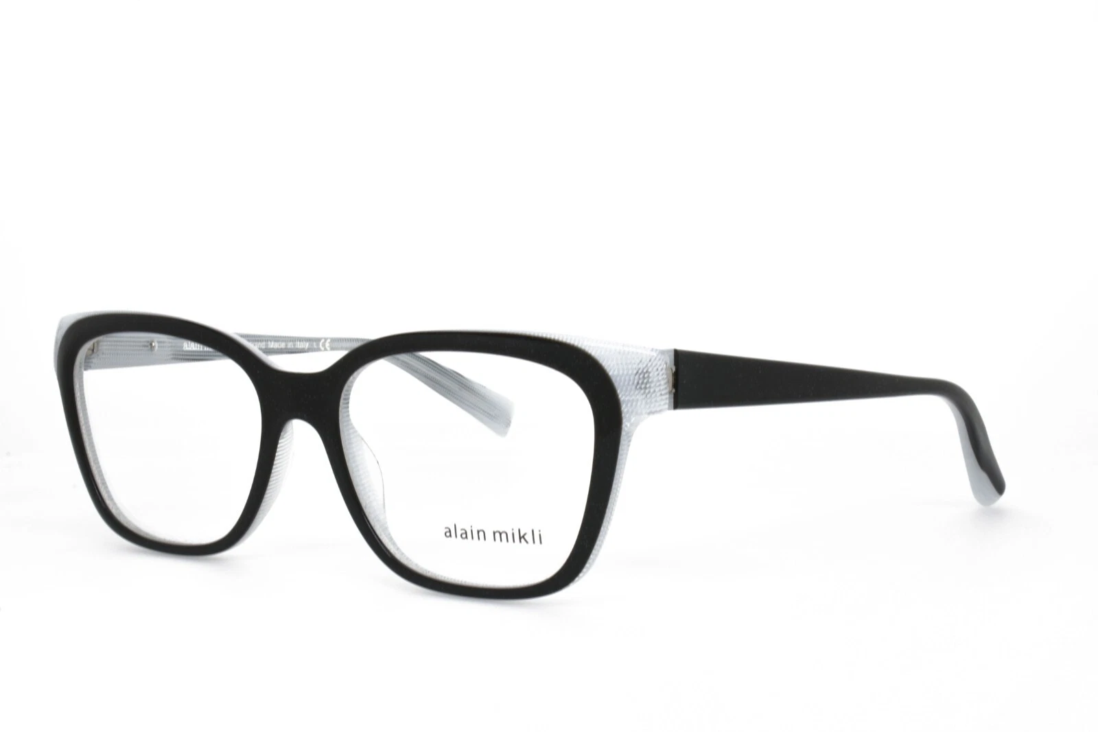 ALAIN MIKLI EYEGLASSES BLACK GLITTER WHITE New Authentic 53 17 140 ZQ 1145
