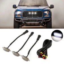 3x For Toyota Tacoma Tundra Raptor Style Smoke Front Grille White 12V LED Lights