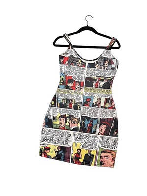 BlackMilk Polyester Dress Medium Yellow  Womens  Strapless Comic Strip