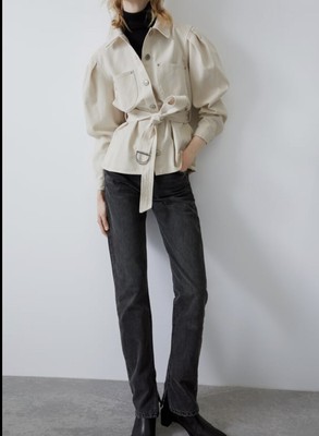 zara belted denim jacket