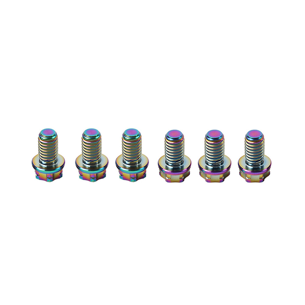 法螺貝　35cm 6pcs Titanium Bolts Torx Head Flange Screws M8x35mm Rainbow