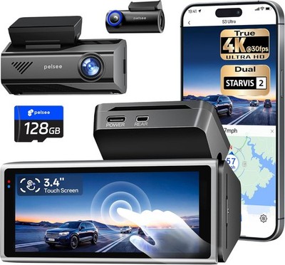 4K+2.5K Dash Cam Front and Rear IMX678 + IMX675 Dual Starvis 2 Sensor 128GB Card