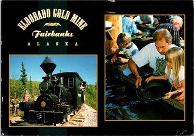 Fairbanks Alaska Eldorado Gold Mine Train Continental Postcard B360