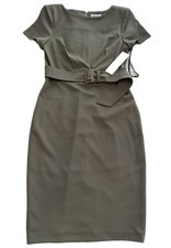 Calvin Klein Women  s Olive Belted Sheath Dress Short Sleeve Size 4 NWT