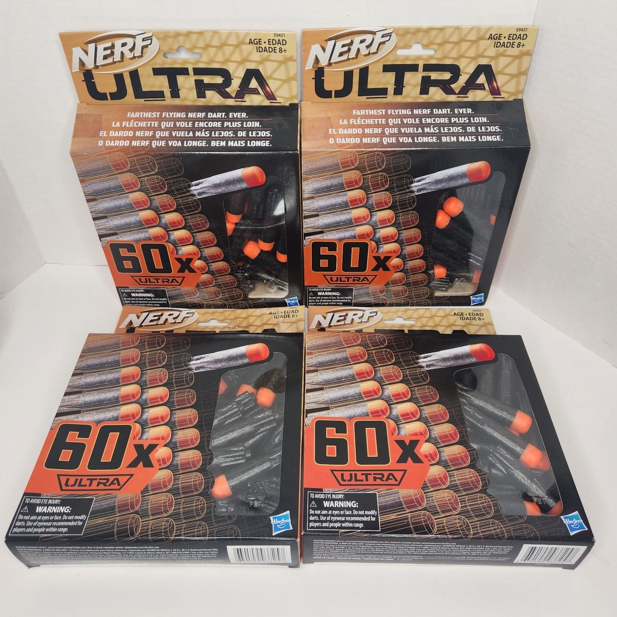 Lot of 4x NERF Ultra 60x Dart Refill Pack Black Orange Farthest