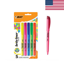 BIC Brite Liner Highlighters Chisel Tip Assorted Colors 5 Pack School Office