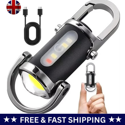 Mini Schlüsselanhänger Taschenlampe USB wasserdicht superhell Licht mit Haken Outdoor