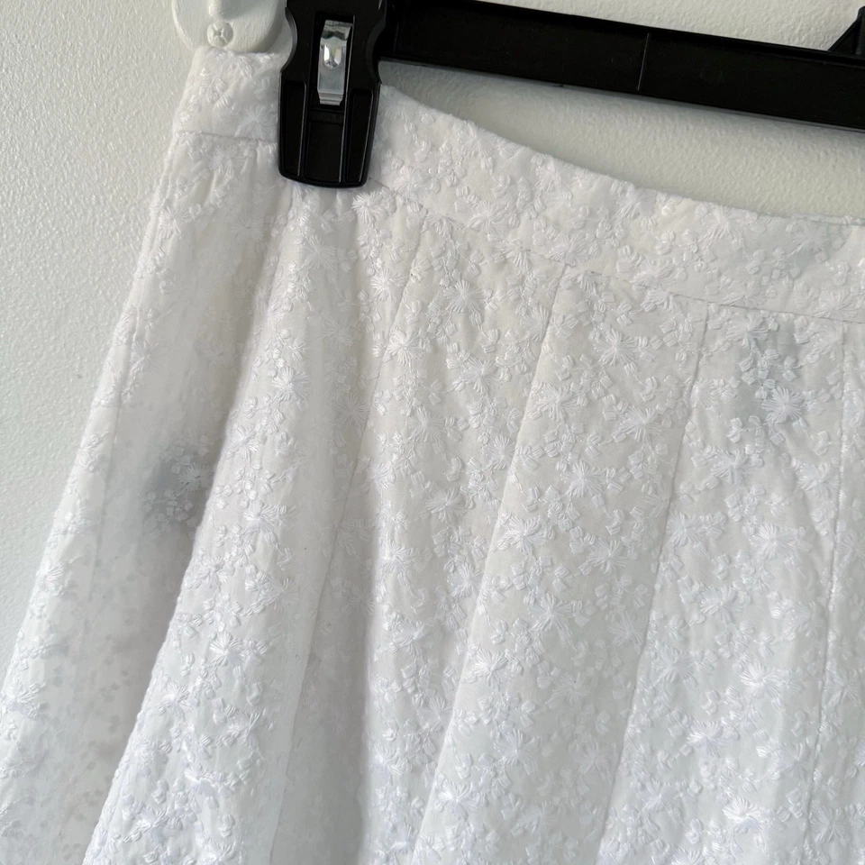 Lauren Ralph Lauren女式12白色花朵蕾丝刺绣棉中裙 — 第 3/4 张图片