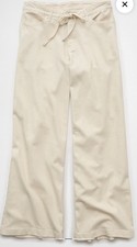 AE Dreamy Drape Stretch Low Rise Baggy Ultra Wide Leg Pants Sz 00 Reg Fits 0 2