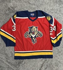 Vintage 90s Starter NHL Florida Panthers John Vanbiesbrouck 34 Red Jersey Mens L