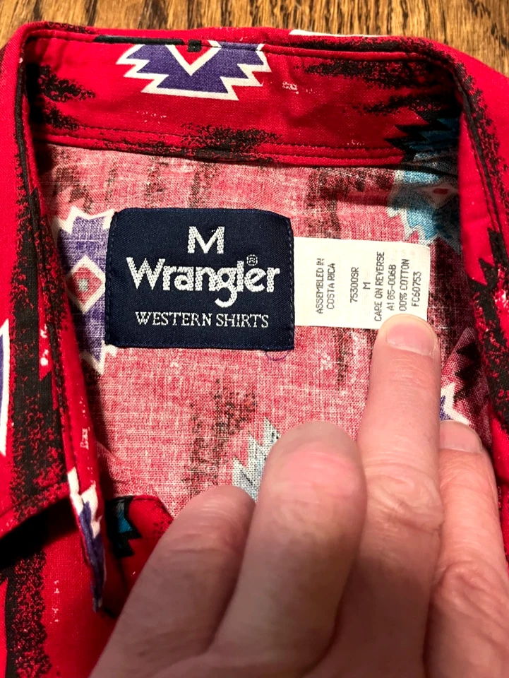 Vintage Wrangler Shirt Button Up Medium Cowboy Western Brushpopper Rodeo Aztec - Image 3 of 3
