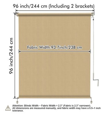 8 Ft X 8 Ft Outdoor Roller Shade Cordless