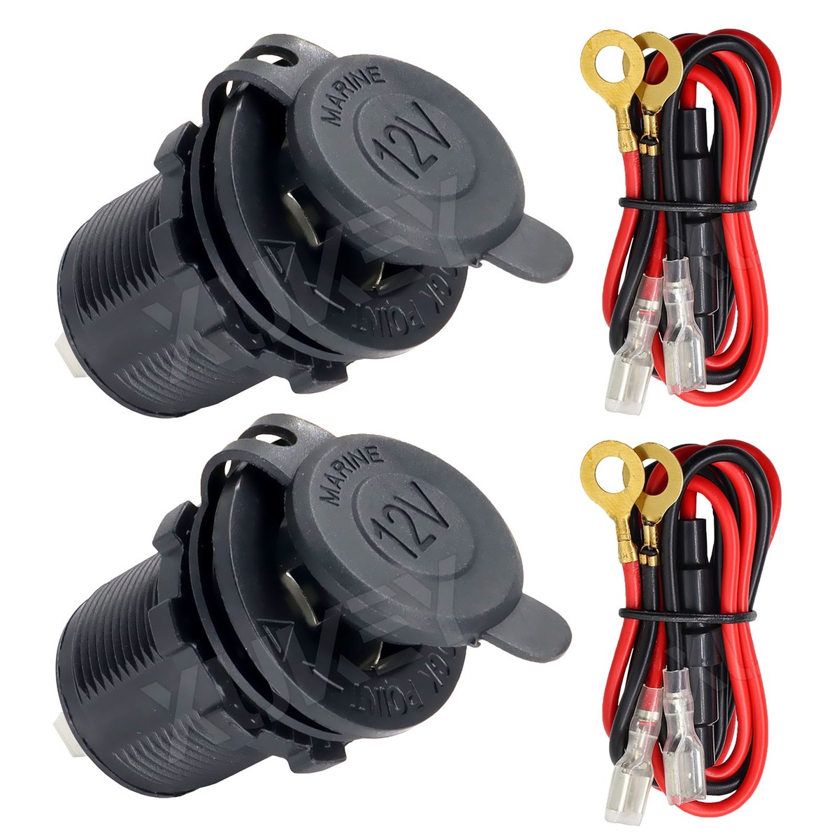 Pair Cigarette Lighter Socket Phone Power Outlet Adapter Plug For Car  Motorcycle