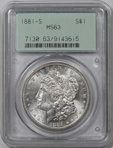 1881-S Morgan Dollar, PCGS (OGH 2 Piece) MS63