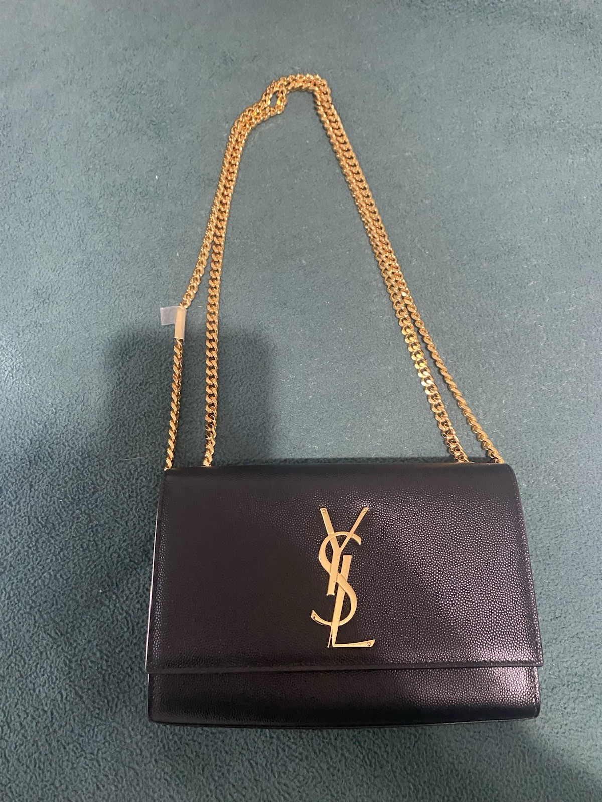 SAINT LAURENT KATE SMALL IN GRAIN DE POUDRE PELLE GOFFRATA NERO