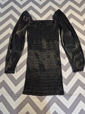 Forever 21 Smocked Body Dress Balloon Sleeves Whimsy Goth Black Size S