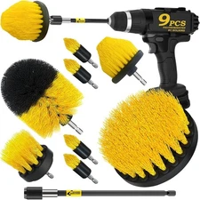 Drill Brush Attachment Set Of 9 Power Scrubber Brush For Cleaning  Bathroom Tile
