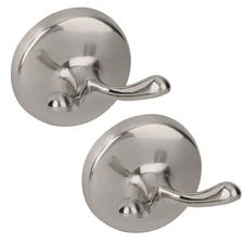 Brushed Nickel Towel Hooks Antique 2 Pack Coat Robe Hook Heavy Duty Bathroom ...