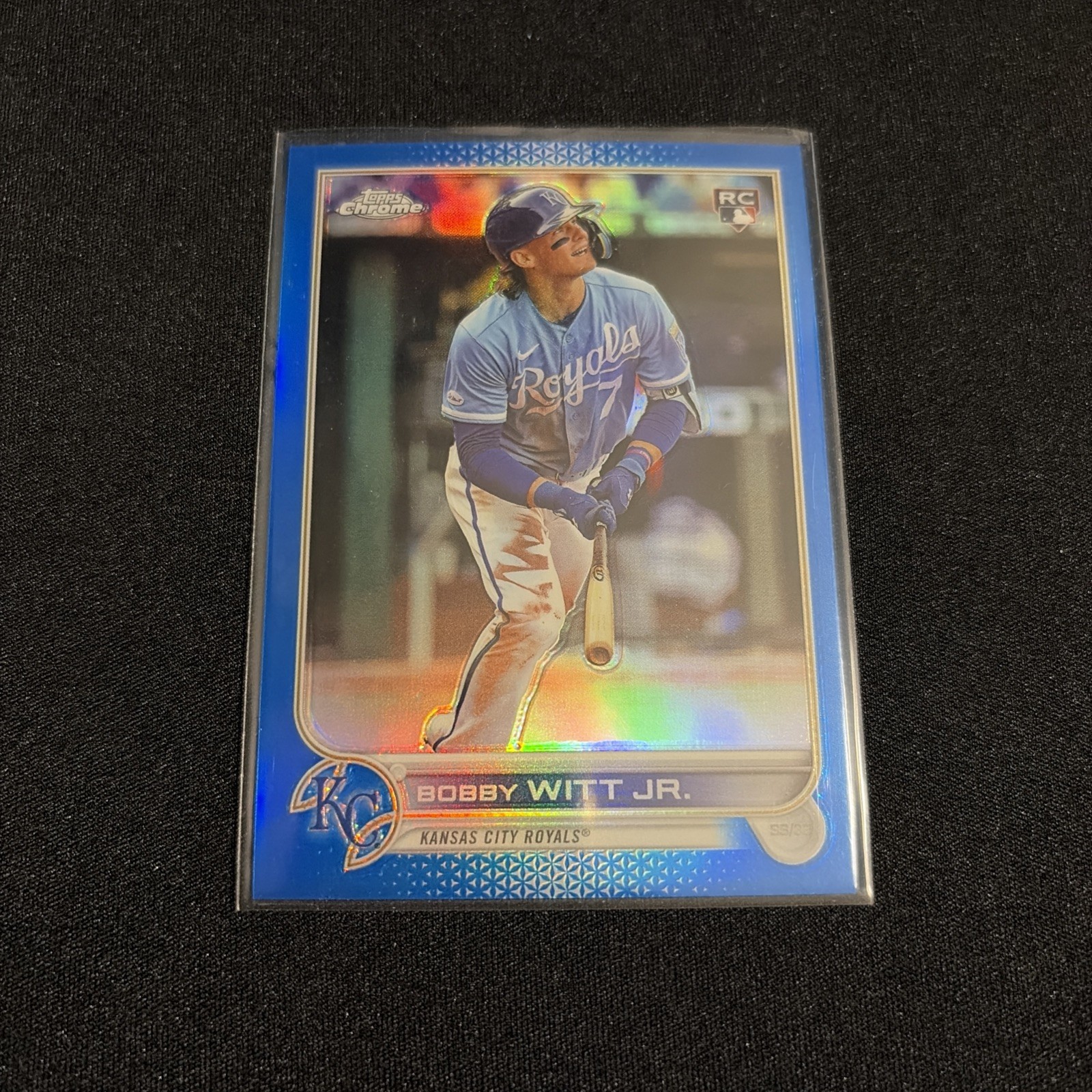 BOBBY WITT JR. 2022 TOPPS CHROME UPDATE #USC35 ROOKIE BLUE REFRACTOR RC 77/199