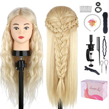 Mannequin Head with 80 Real Human Hair, Doll Head for Hair Styling, Cosmetology