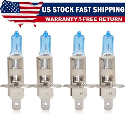 4pc H1 12V 55W Super White Halogen Headlight Replacement Bulb Lamp For Auto Car