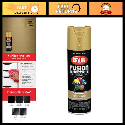 All-In-One Adhesive Spray Paint, 12 oz Gold - Indoor/Outdoor Use, Fast Drying, D