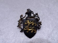 Gioielli-Moda Design IN Ottone Oscurati Spilla Vintage - Elmo Stemma Leone