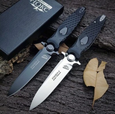 Russian NKVD EDC Tactical Folding D2 5" Blade Knife Camping Hunting Pocket Knife