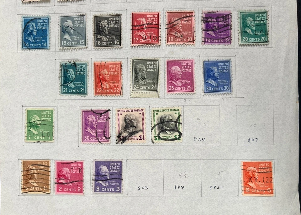 US Postal Canceled stamp collection 1938 Rotary Presidentials Perf 11 x 10 1/2 - Image 4 of 4