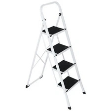 Step Ladder 4 Step Folding Step Stool Sturdy Ladder Wide Anti-Slip Pedal 330 lbs