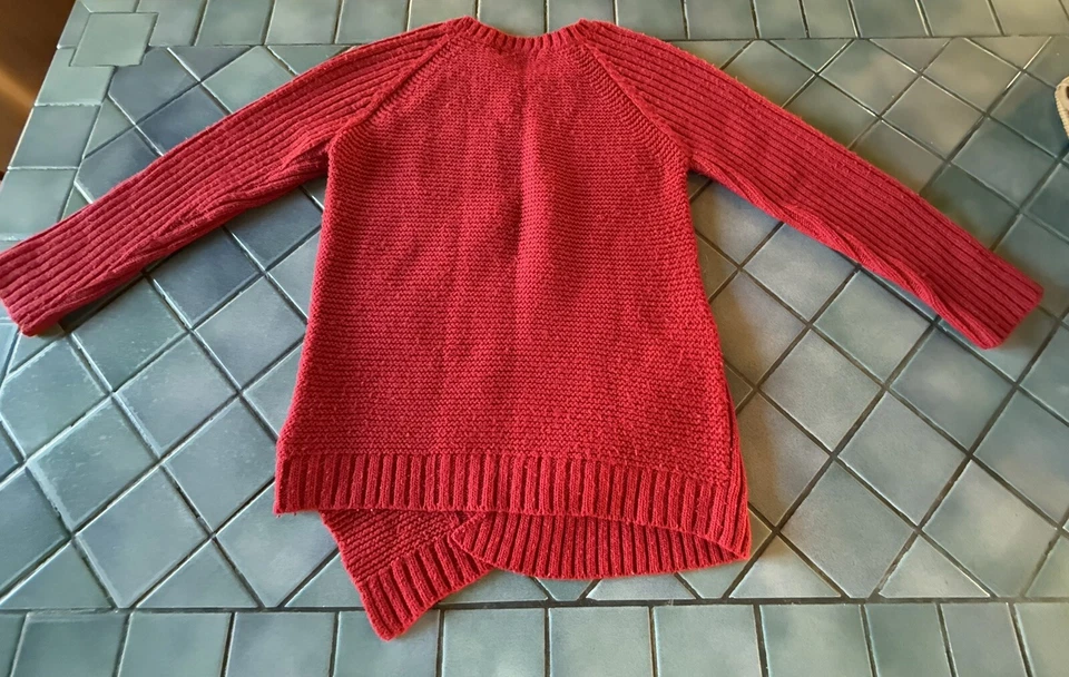 MAYORAL Asymmetrical ~Cardinal Red~ Cable Knit Alpaca Blend Sweater Girls Sz 7! - Image 3 of 4