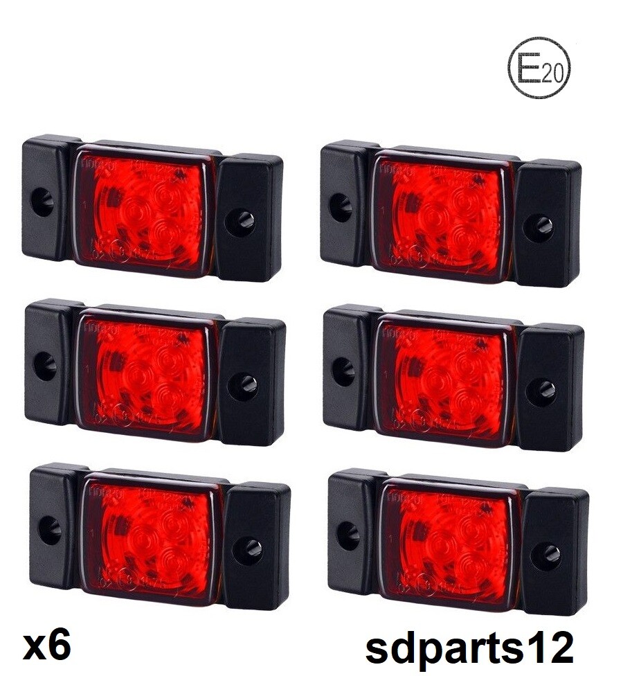 Lot de 6 feux de gabarit 3 LED orange 12-24V pour remorque de camion et VTT