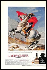 1966 Courvoisier Cognac Vintage PRINT AD Napoleon Horse Painting