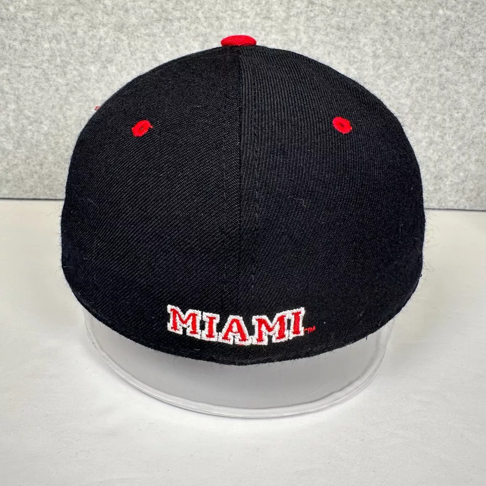 Miami RedHawks Zephyr Cap Men's 7 Black Wool Embroidered Fitted Baseball Hat - Image 4 of 4
