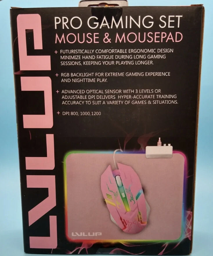Pro Gaming Mouse & Mousepad Set RGB Lighted Pink Fast Wired Mouse +Pad NEW - Image 3 of 4