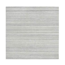 6' x 6' Gray Modern Design Hand Loomed Undyed Natural Wool Square Rug R64986