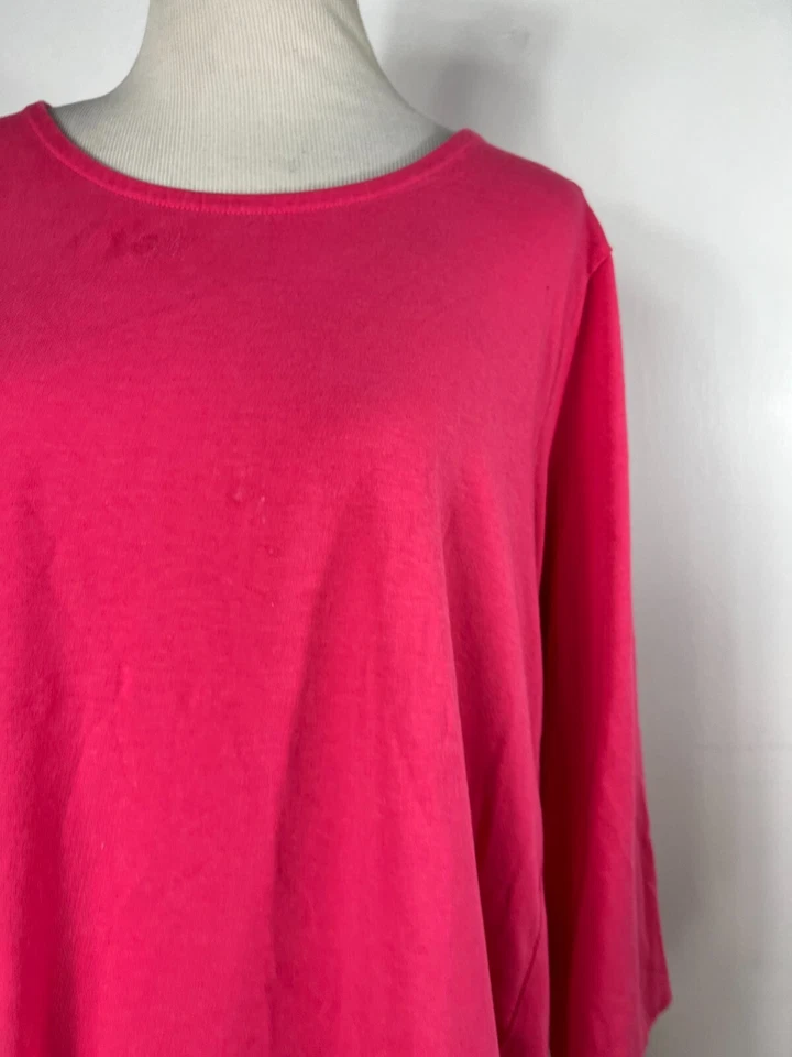 Рубашка Susan Graver 1XP 1X Petite Top Weekend Essentials розовая рукав 3/4 V6 - Изображение 3 из 4