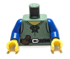 Lego - Minifigure Torso - Castle, Medieval, Green Blue Shirt, Belt with Pouch
